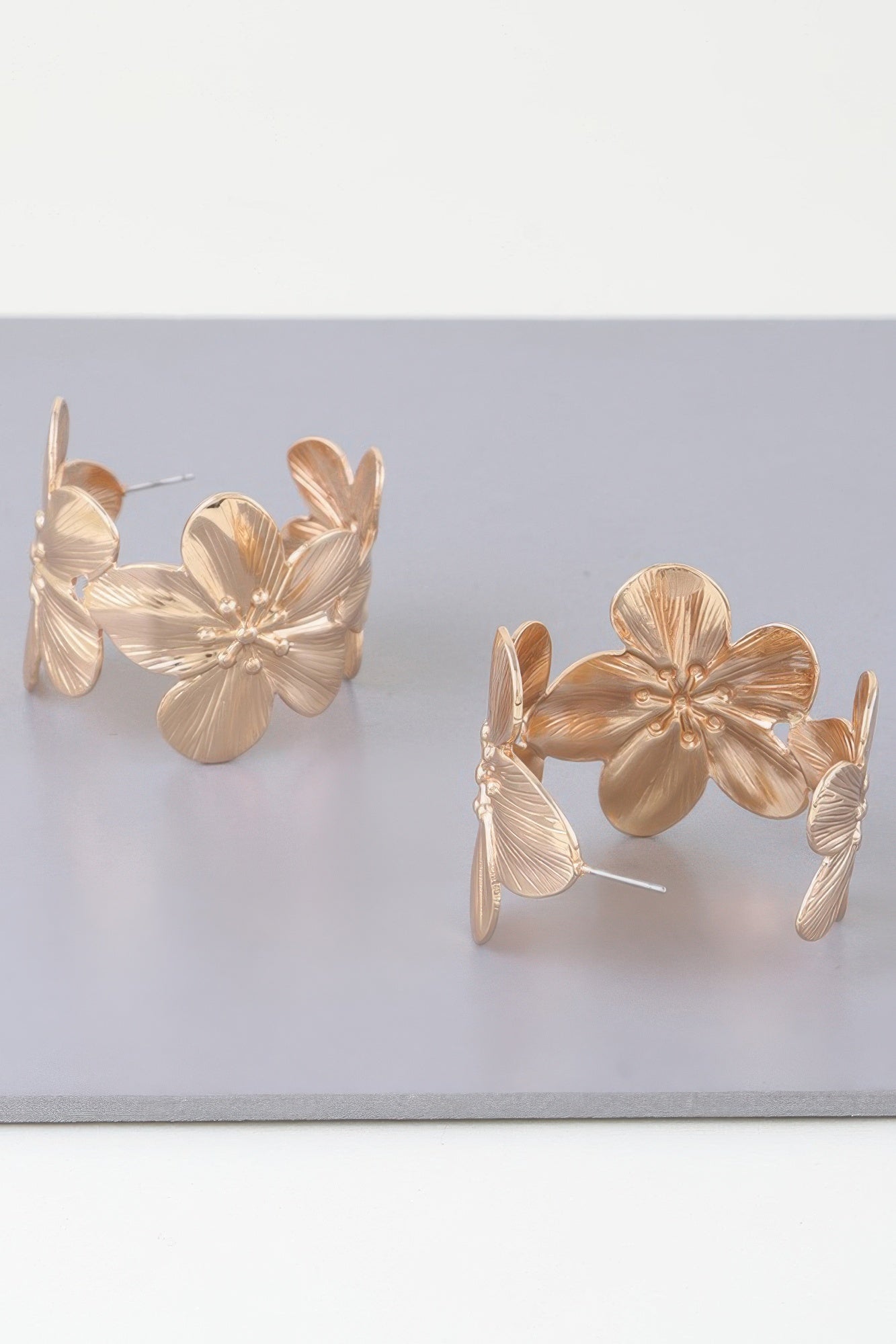 Gold Floral Hoop Earrings | Mixtshop LLC