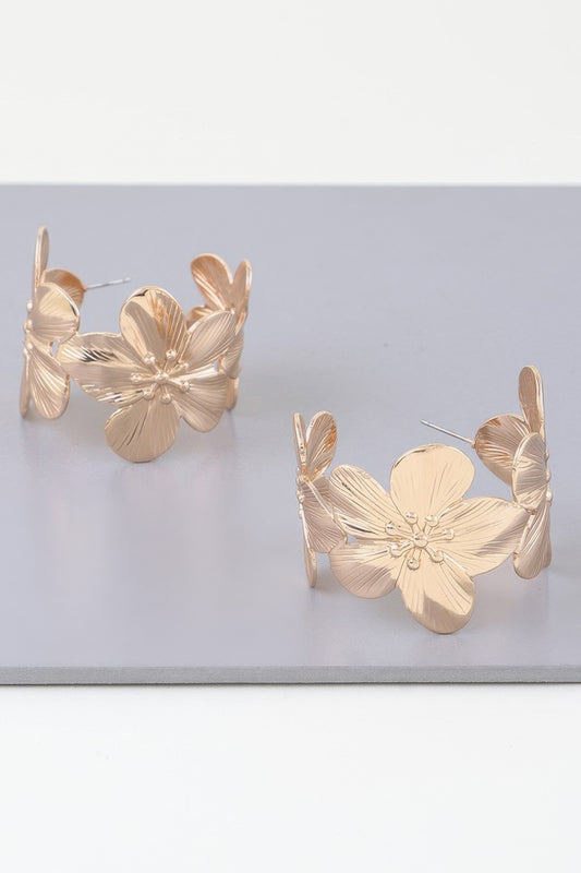 Gold Floral Hoop Earrings | Mixtshop LLC