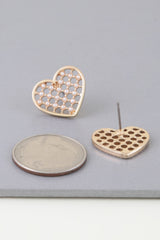 Pearl Quilt Heart Stud Earrings | Mixtshop LLC