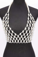 Faux Pearl Halter Neck Top | Mixtshop LLC