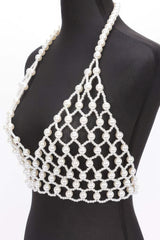 Faux Pearl Halter Neck Top | Mixtshop LLC