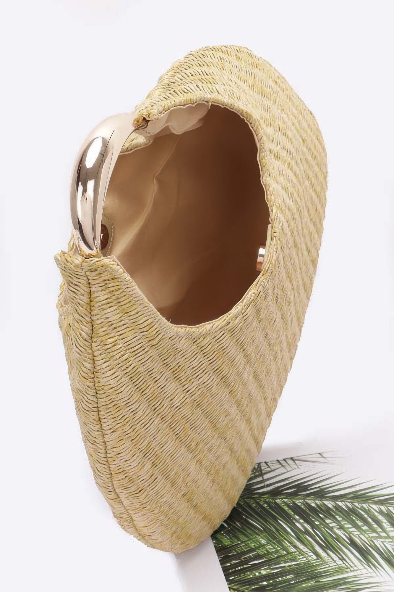 Faux Straw Metal Handle Hobo Bag | Mixtshop LLC