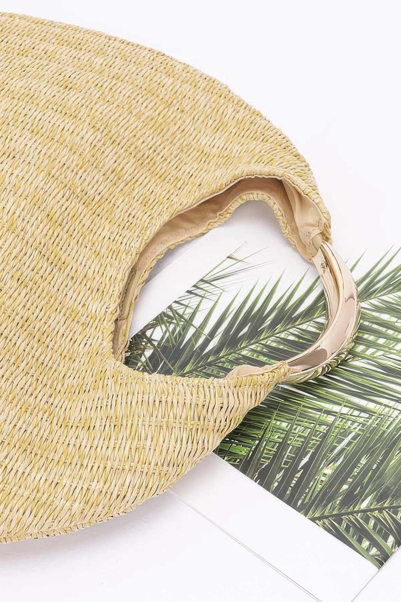Faux Straw Metal Handle Hobo Bag | Mixtshop LLC
