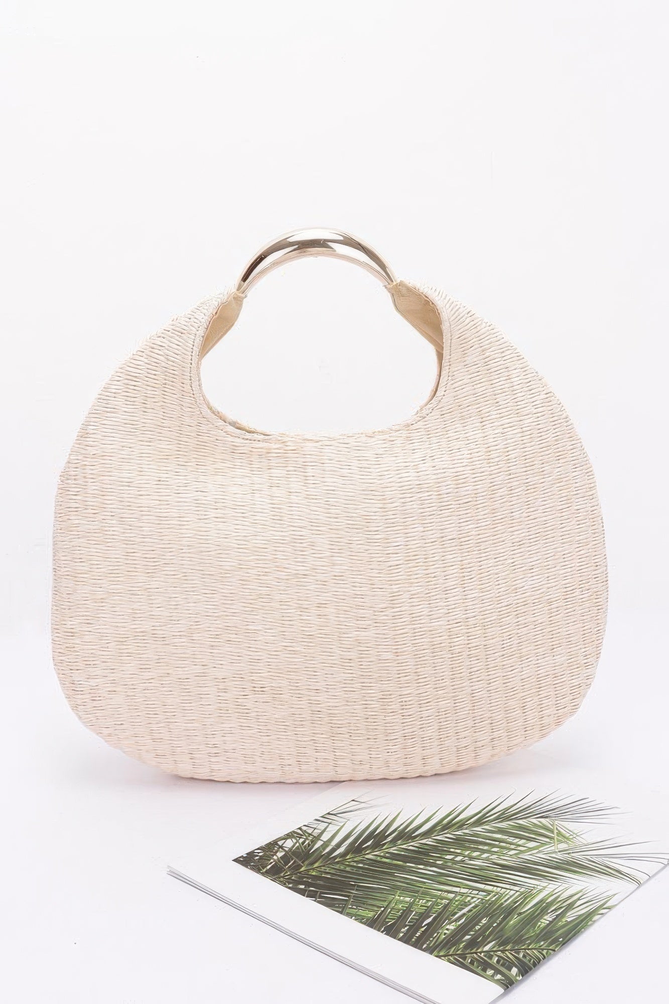 Faux Straw Metal Handle Hobo Bag | Mixtshop LLC