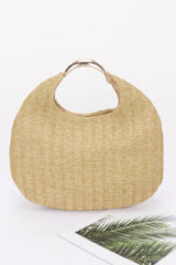 Faux Straw Metal Handle Hobo Bag | Mixtshop LLC