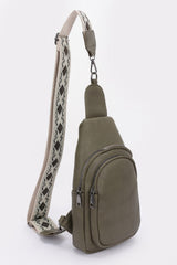 Faux Leather Sling Bag W/multi Color Strap | Mixtshop LLC