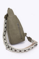 Faux Leather Sling Bag W/multi Color Strap | Mixtshop LLC