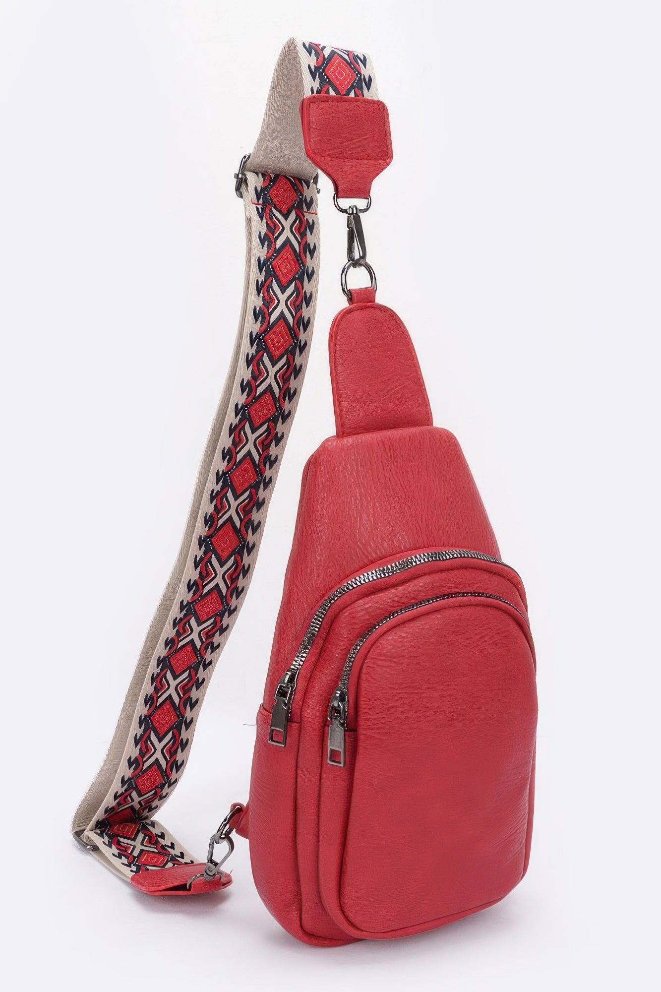 Faux Leather Sling Bag W/multi Color Strap | Mixtshop LLC