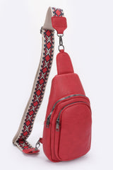 Faux Leather Sling Bag W/multi Color Strap | Mixtshop LLC