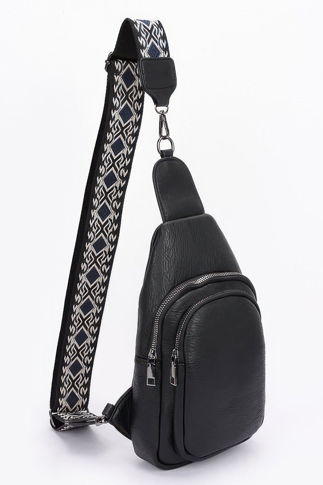 Faux Leather Sling Bag W/multi Color Strap | Mixtshop LLC