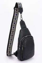 Faux Leather Sling Bag W/multi Color Strap | Mixtshop LLC