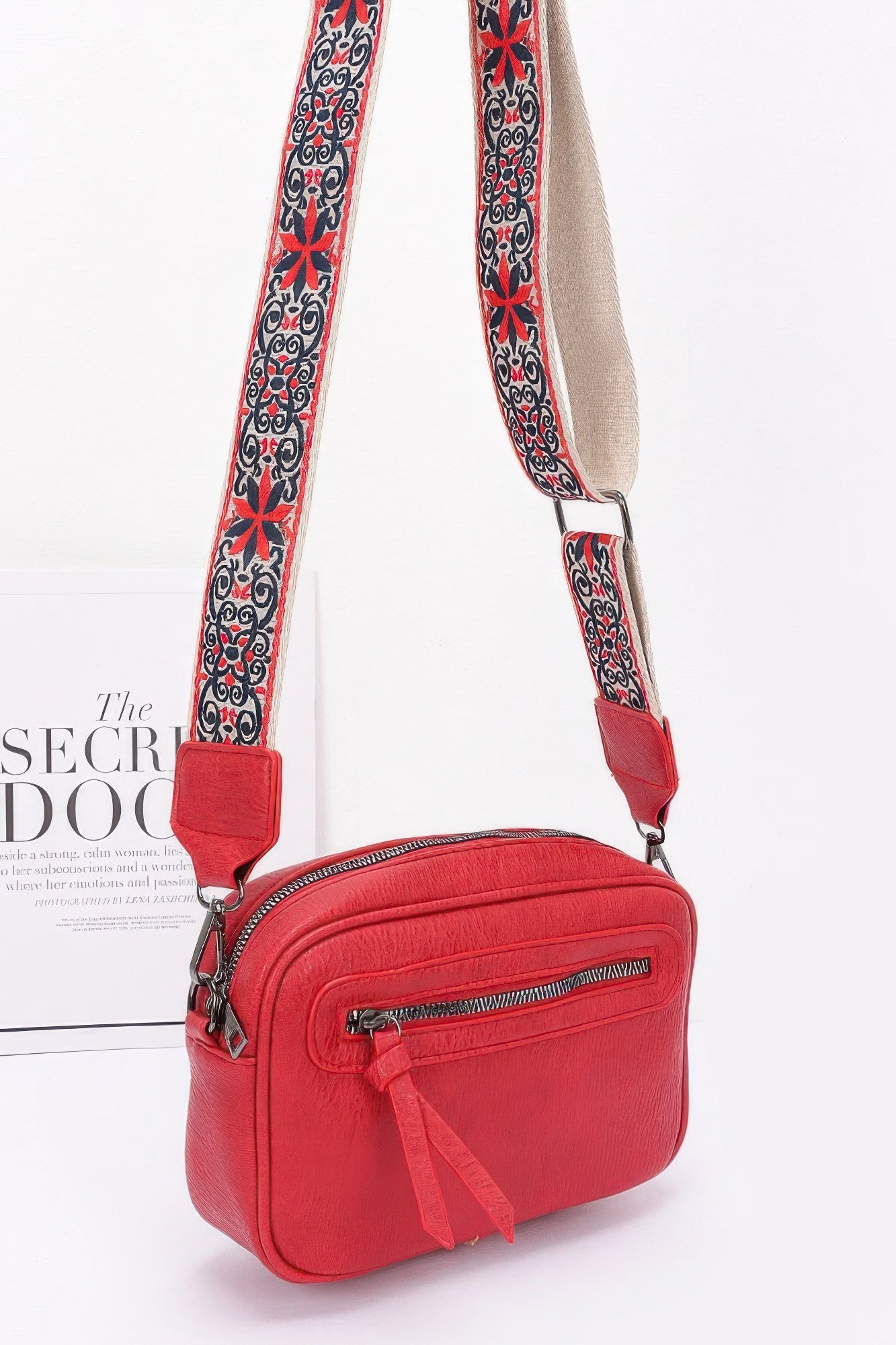 Faux Leather Camera Bag W/multi Color Strap | Mixtshop LLC