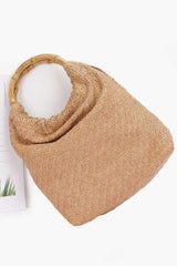 Faux Straw Bamboo Handle Handbag | Mixtshop LLC