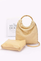 Faux Straw Bamboo Handle Handbag | Mixtshop LLC