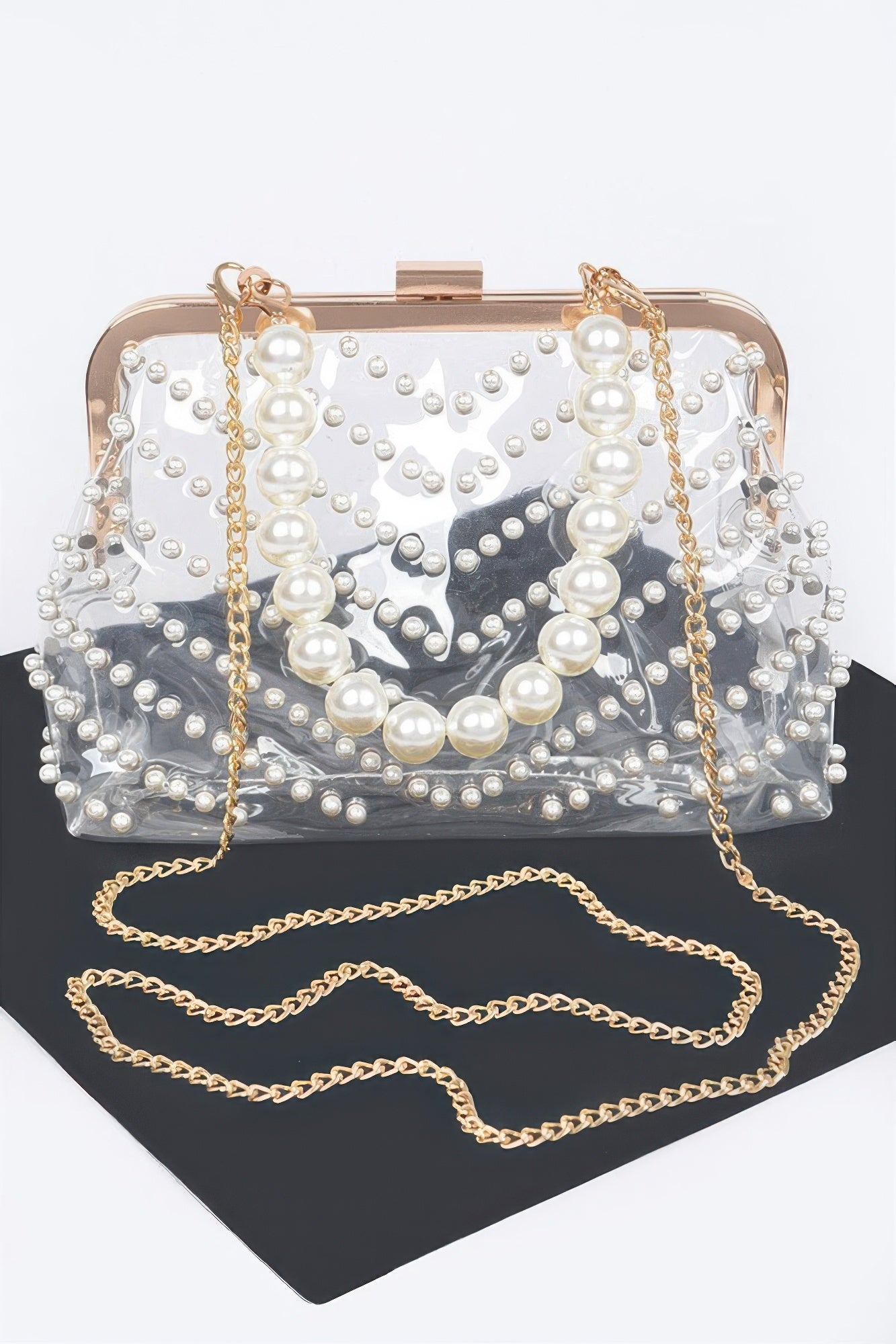 Stone Studded Transparent Clutch | Mixtshop LLC