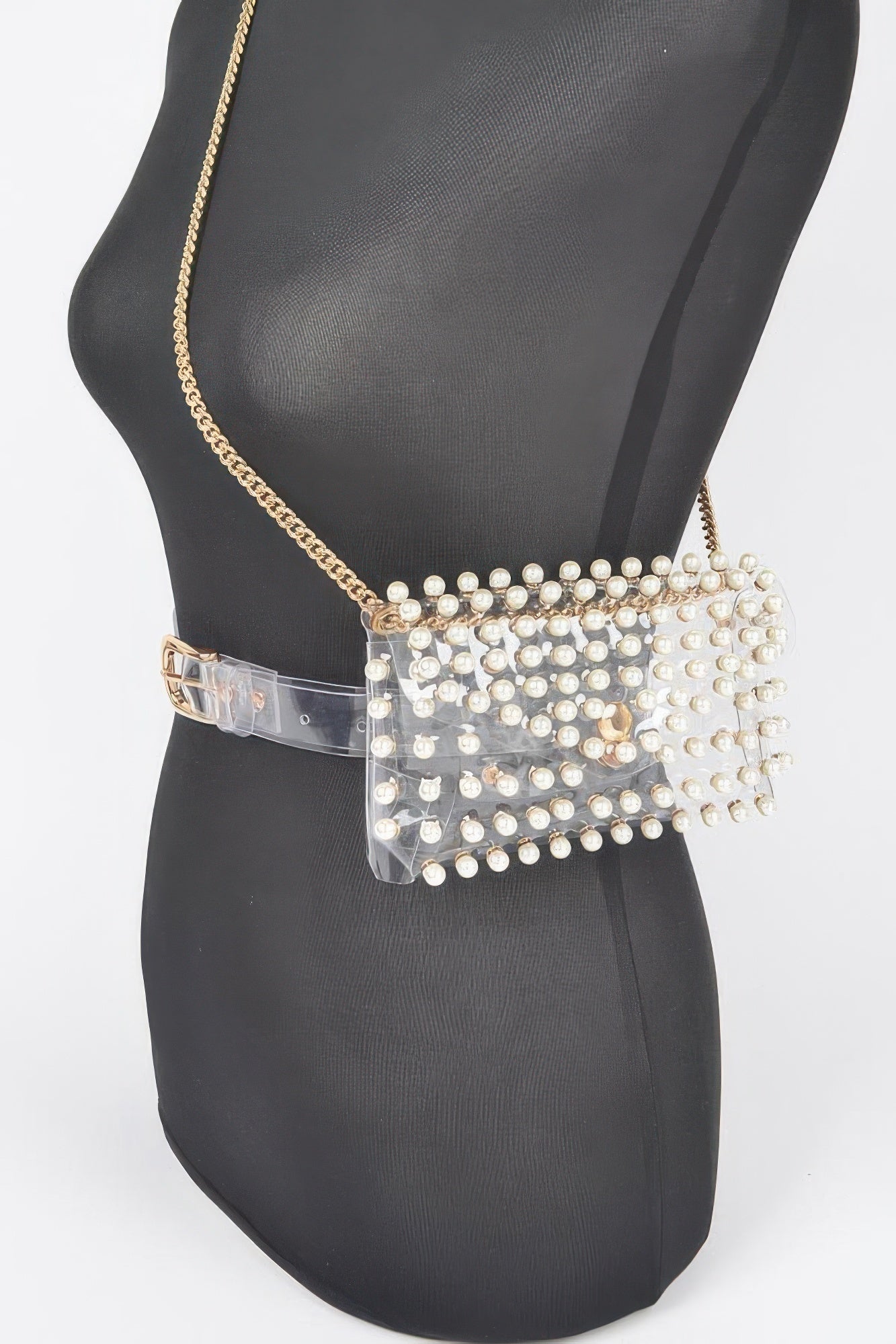 Rhinestone Clear Belt Bag W/chain | Mixtshop LLC