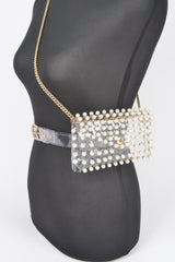Rhinestone Clear Belt Bag W/chain | Mixtshop LLC