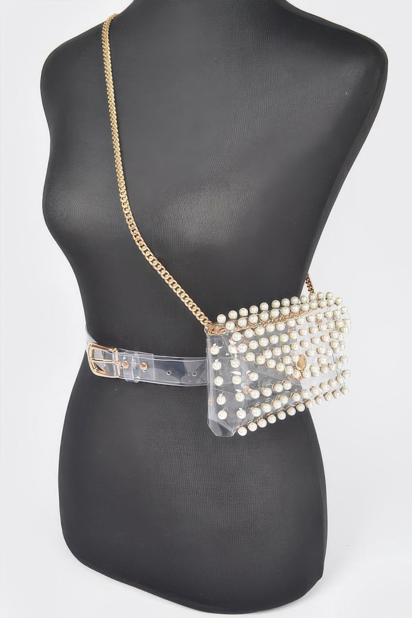 Rhinestone Clear Belt Bag W/chain | Mixtshop LLC