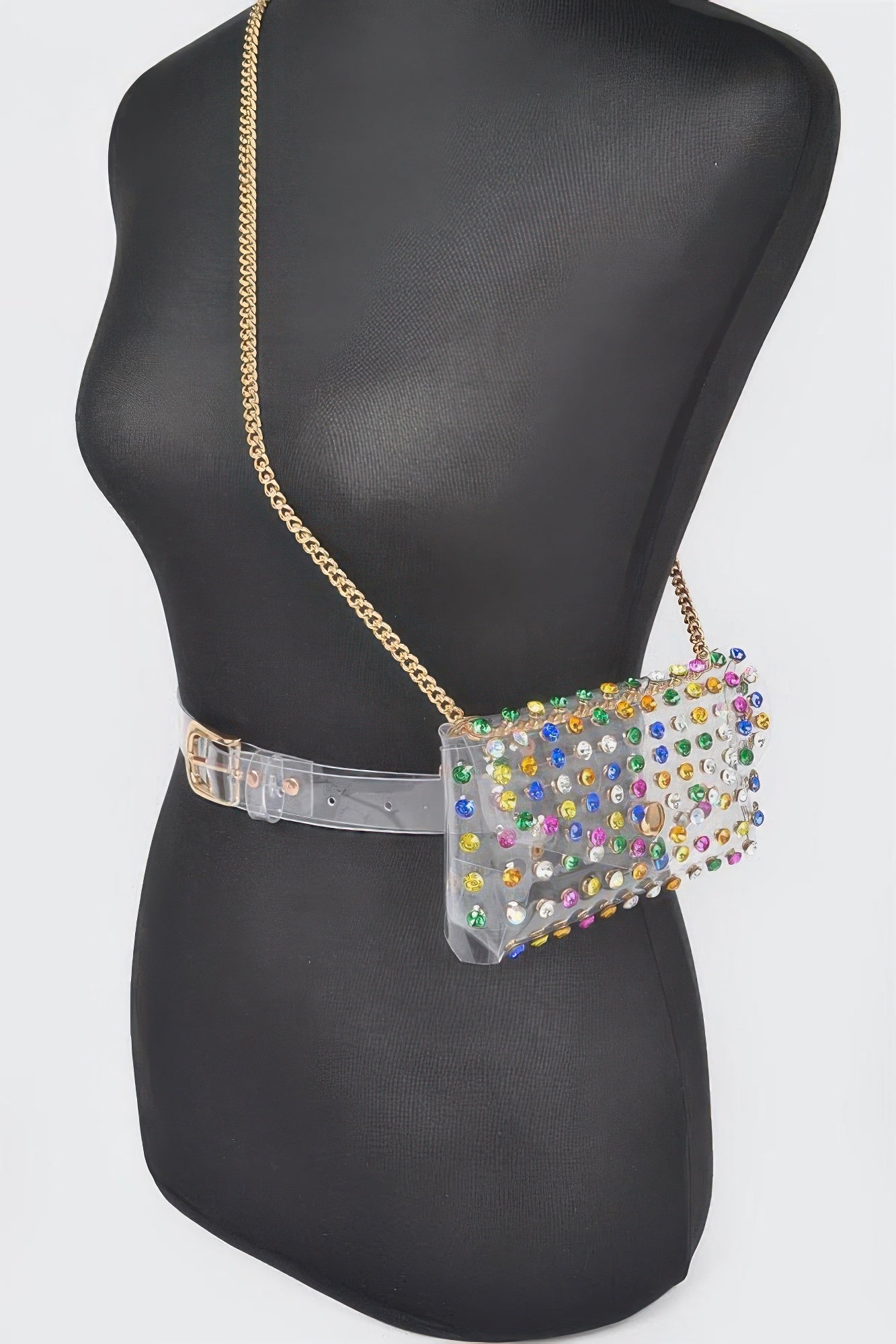 Rhinestone Clear Belt Bag W/chain | Mixtshop LLC
