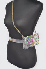 Rhinestone Clear Belt Bag W/chain | Mixtshop LLC
