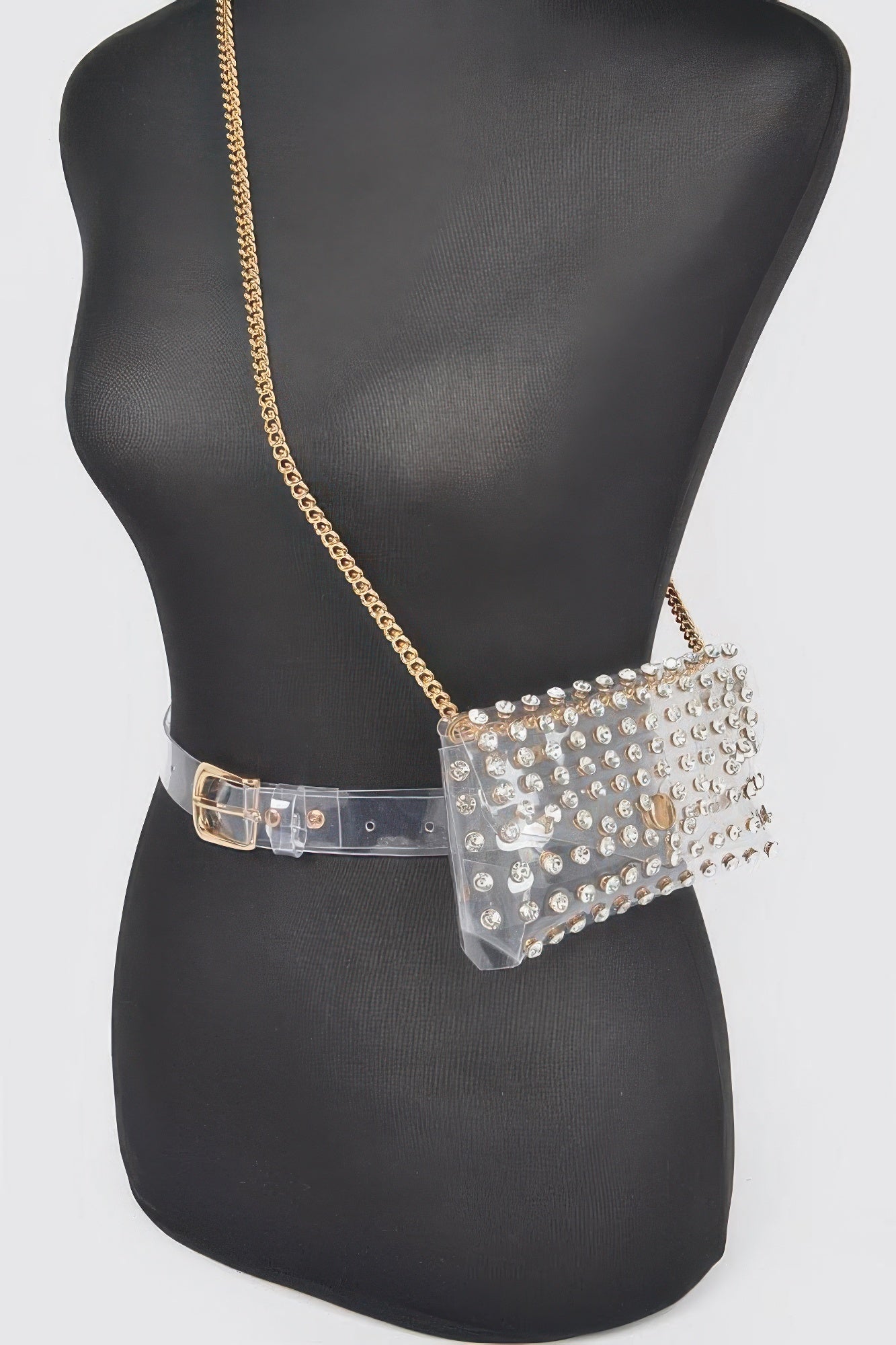 Rhinestone Clear Belt Bag W/chain | Mixtshop LLC