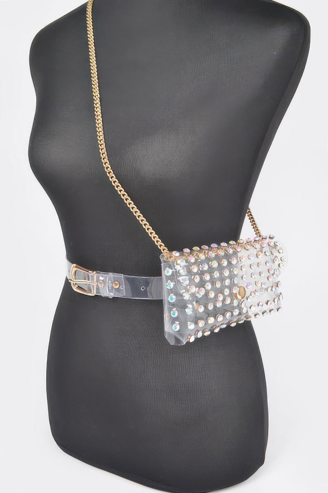 Rhinestone Clear Belt Bag W/chain | Mixtshop LLC