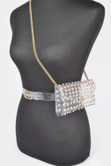 Rhinestone Clear Belt Bag W/chain | Mixtshop LLC