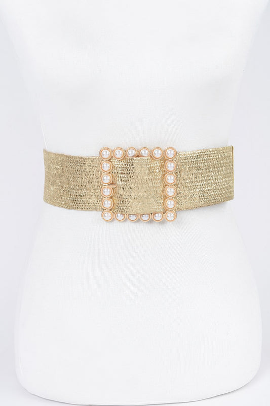 Wide Pearl Buckle Elastic Belt | Mixtshop LLC
