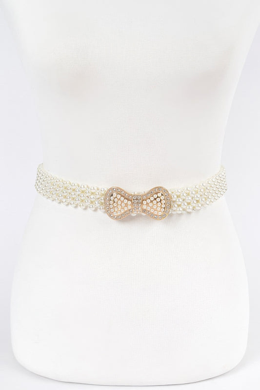 Elastic Pearl Waist Belt W/ribbon Buckle | Mixtshop LLC