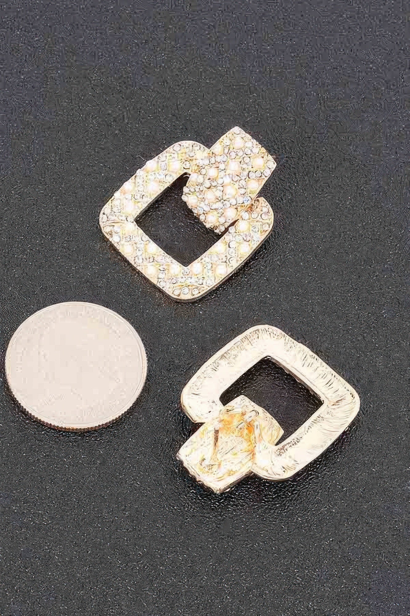 Rectangle Link Faux Pearlrhinestonedangle Earrings | Mixtshop LLC