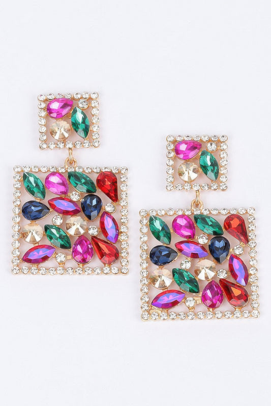 Square Dangle Rhinestone Earring | Mixtshop LLC