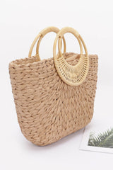 Faux Straw Bamboo Handle Tote Bag | Mixtshop LLC