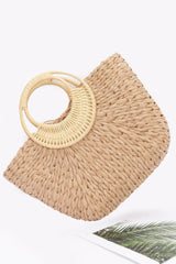 Faux Straw Bamboo Handle Tote Bag | Mixtshop LLC