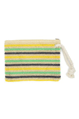 Rope Handle Multicolor Striped Straw Crochet Pouch | Mixtshop LLC