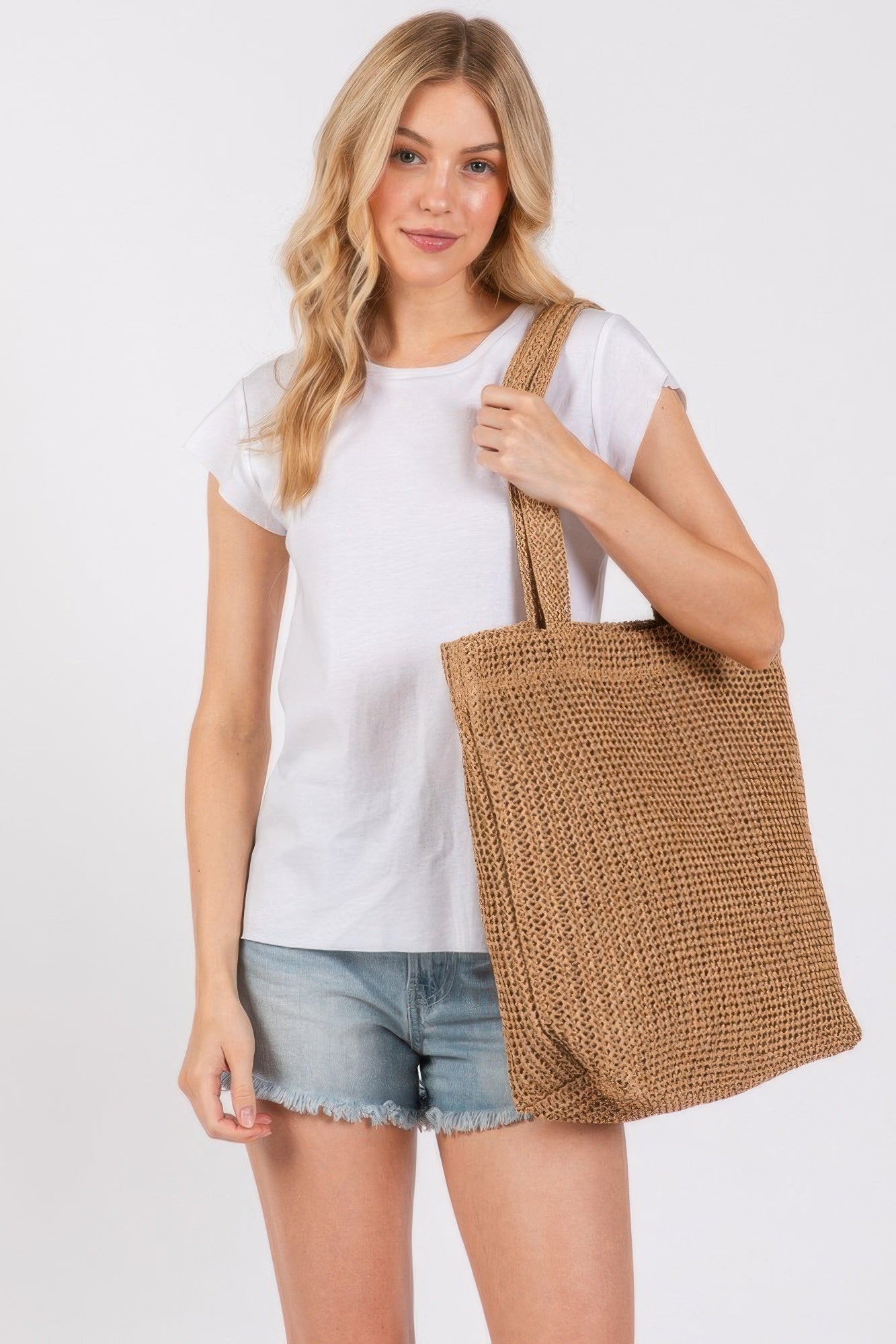 Solid Crochet Straw Bag | Mixtshop LLC