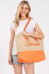 Color Sewn Rope Beach Letter And Strap Crochet Fabric Tote | Mixtshop LLC