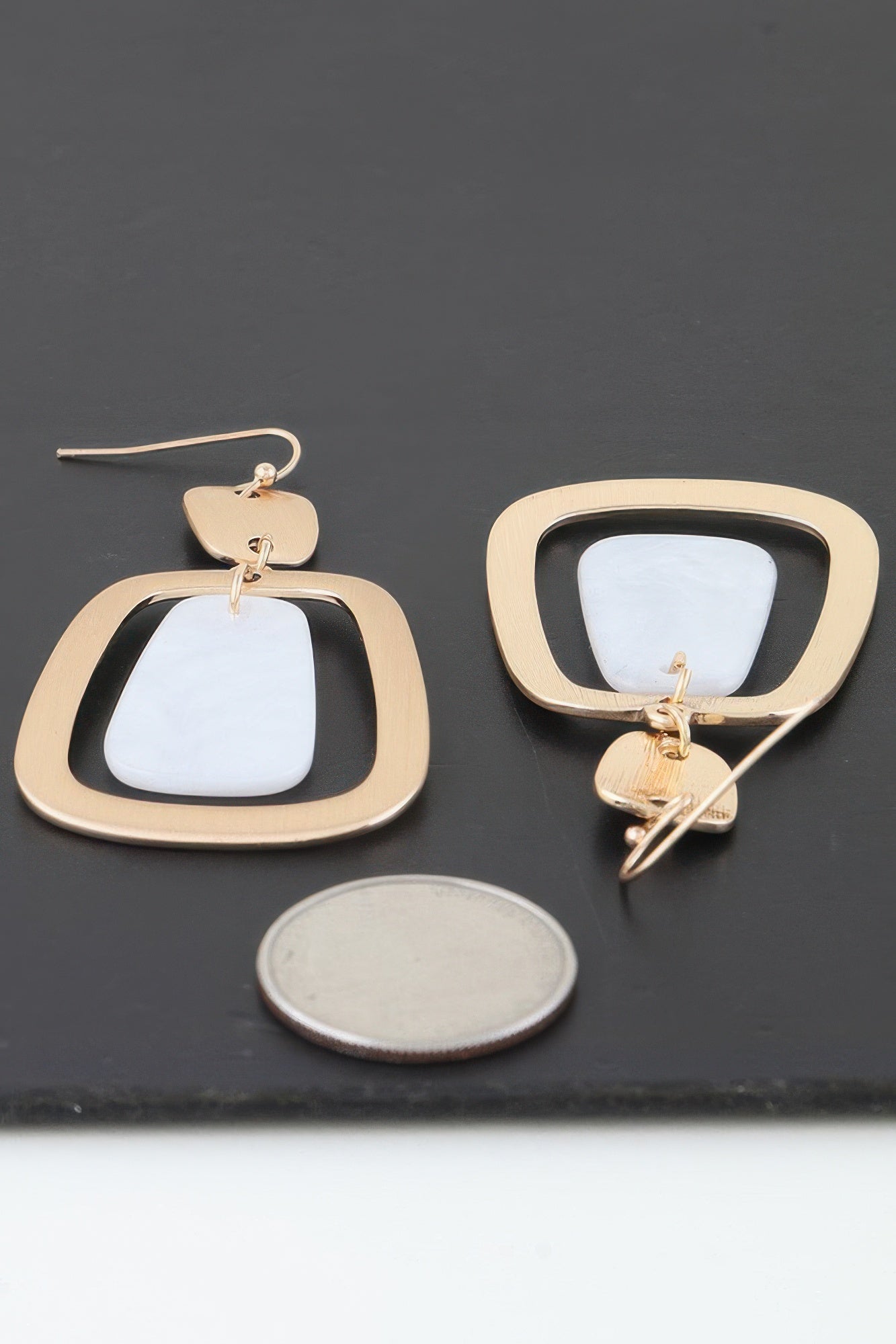Modern Stone Frame Drop Earrings | Mixtshop LLC