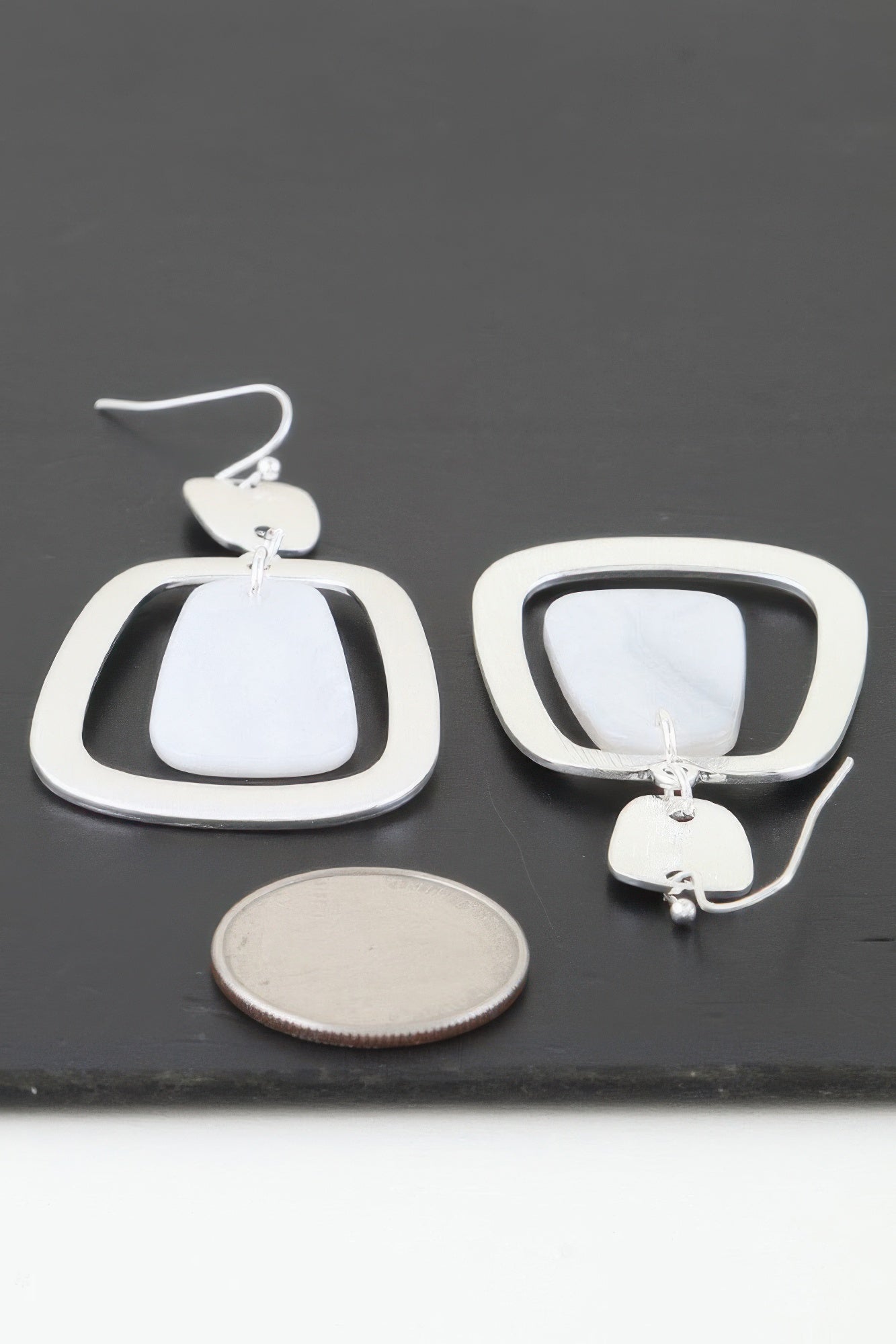 Modern Stone Frame Drop Earrings | Mixtshop LLC