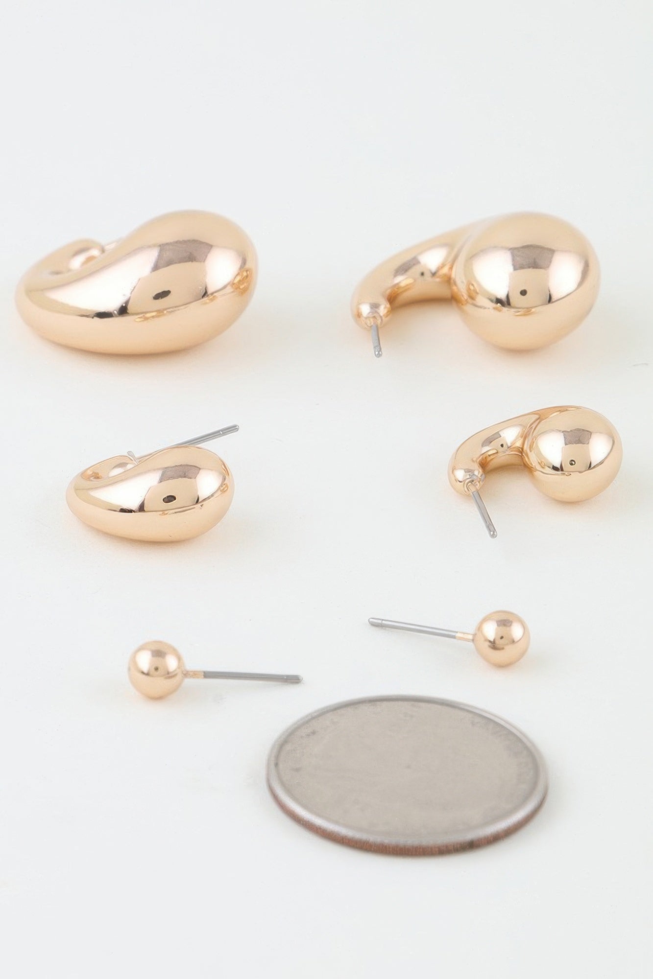 Triple Shiny Hoop N Bead Earrings Set | Mixtshop LLC