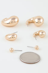 Triple Shiny Hoop N Bead Earrings Set | Mixtshop LLC