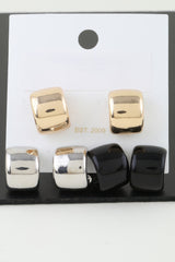 Multi Shiny Wide Hoop Earrings Set | Mixtshop LLC