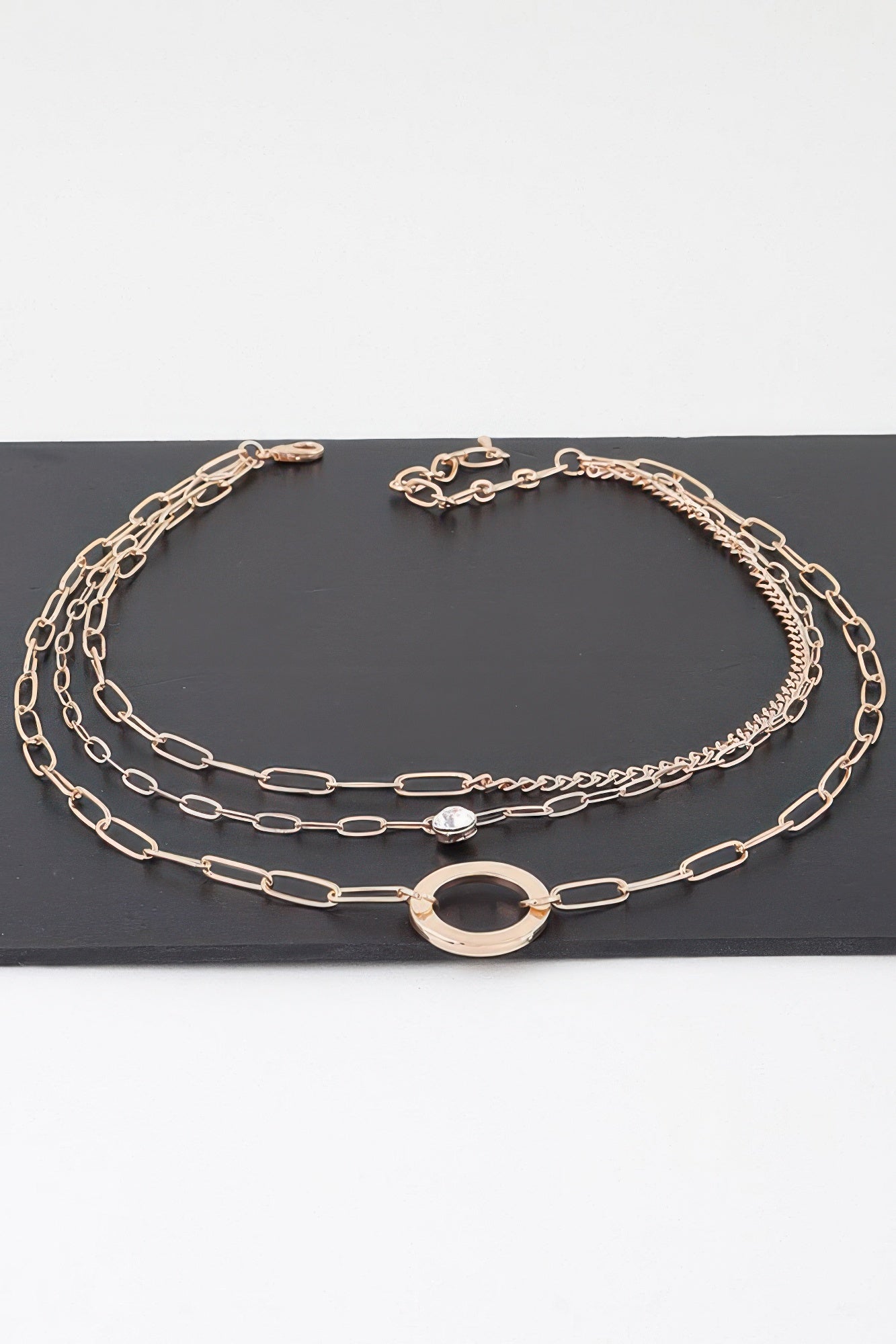 Multilayer Lin Chain Ring Necklace | Mixtshop LLC