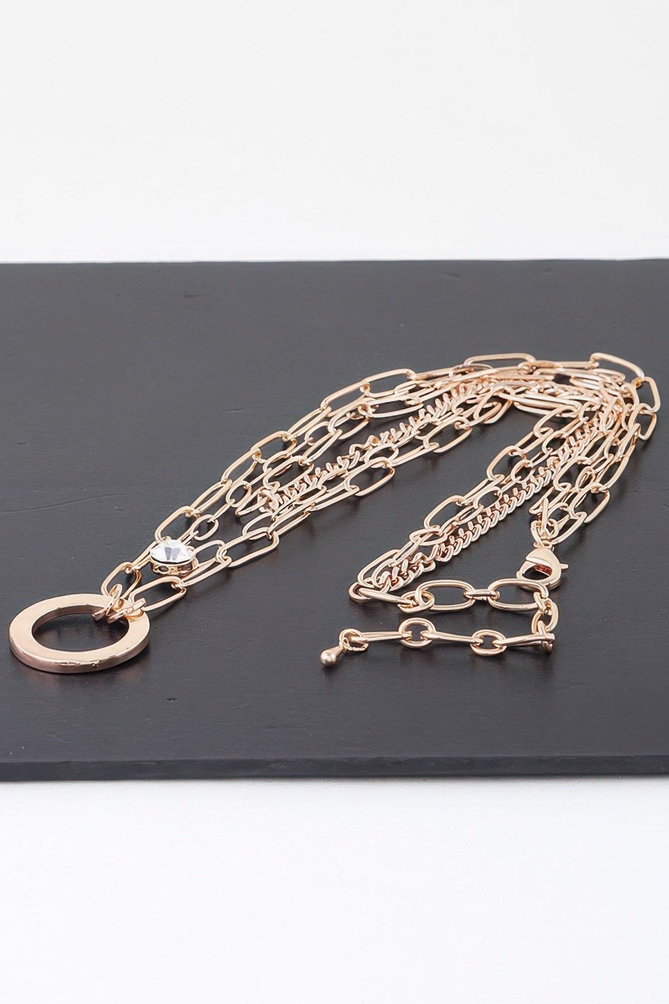 Multilayer Lin Chain Ring Necklace | Mixtshop LLC