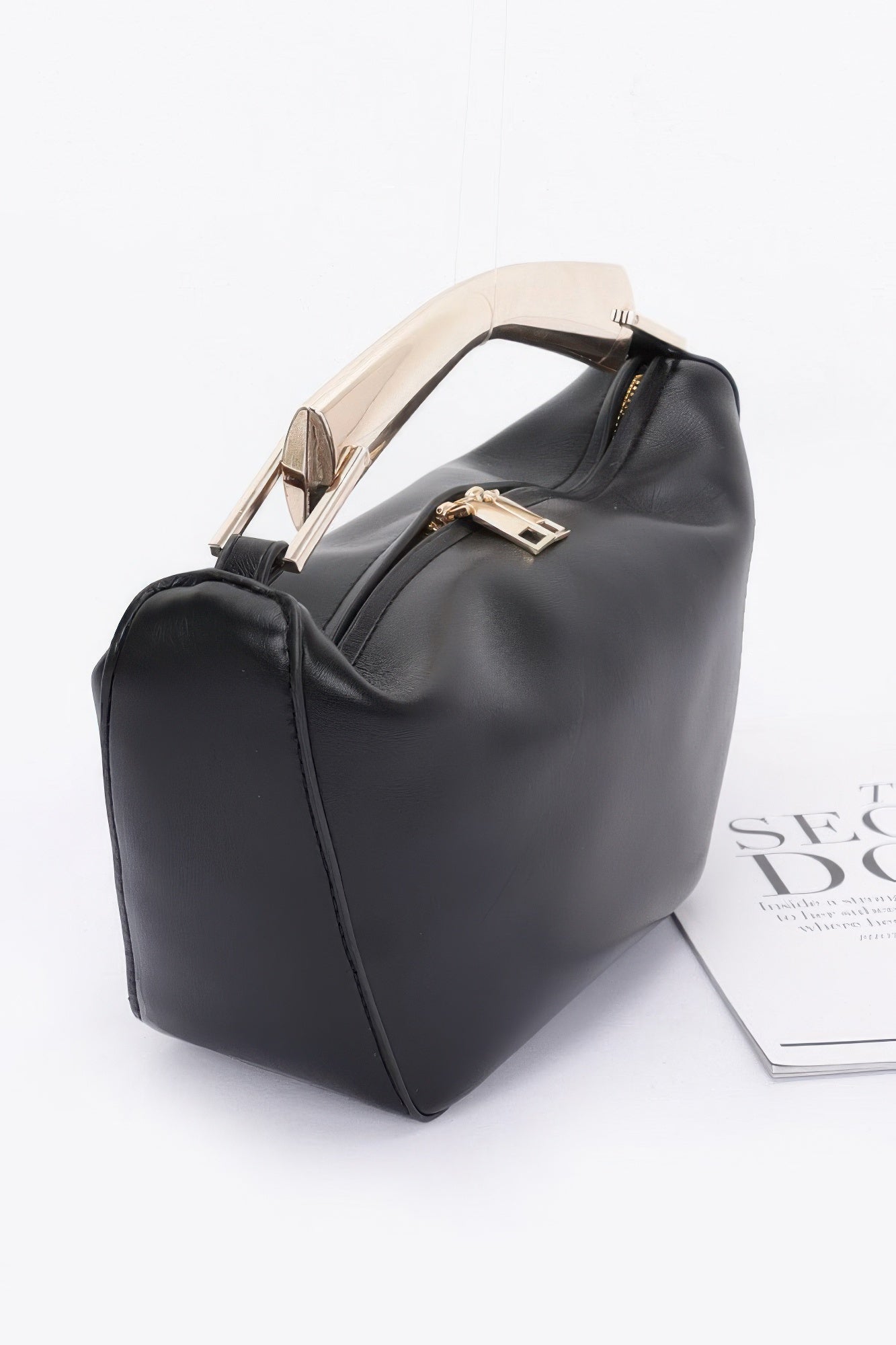 Faux Leather Metal Handle Bag | Mixtshop LLC
