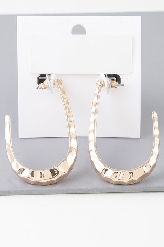Hammered Open Oval Hoop Earrings | Mixtshop LLC