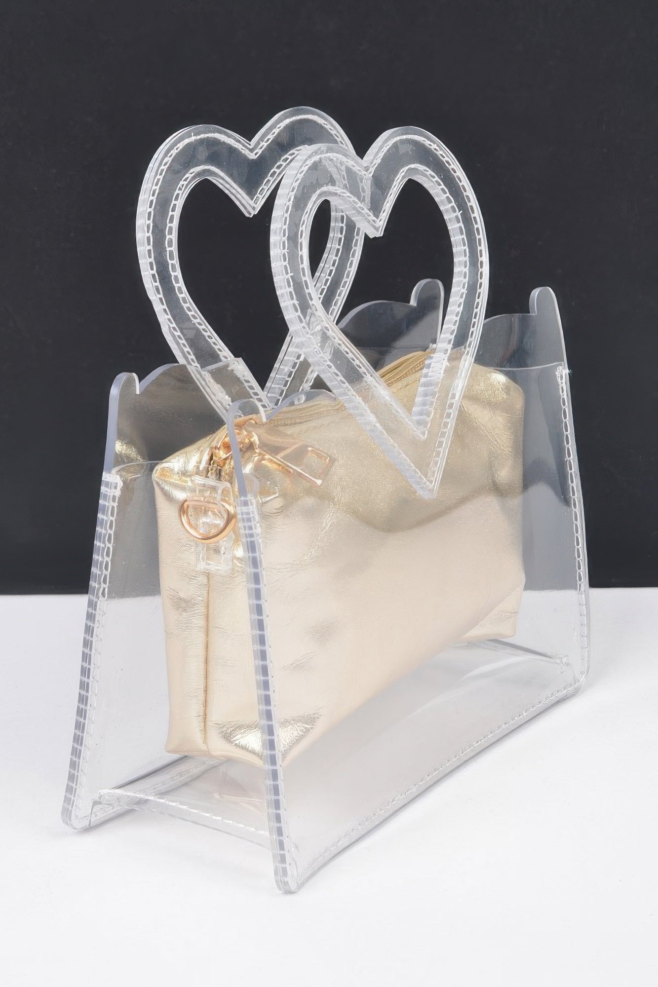 Transparent Heart Shape Handle Clutch W/pouch | Mixtshop LLC