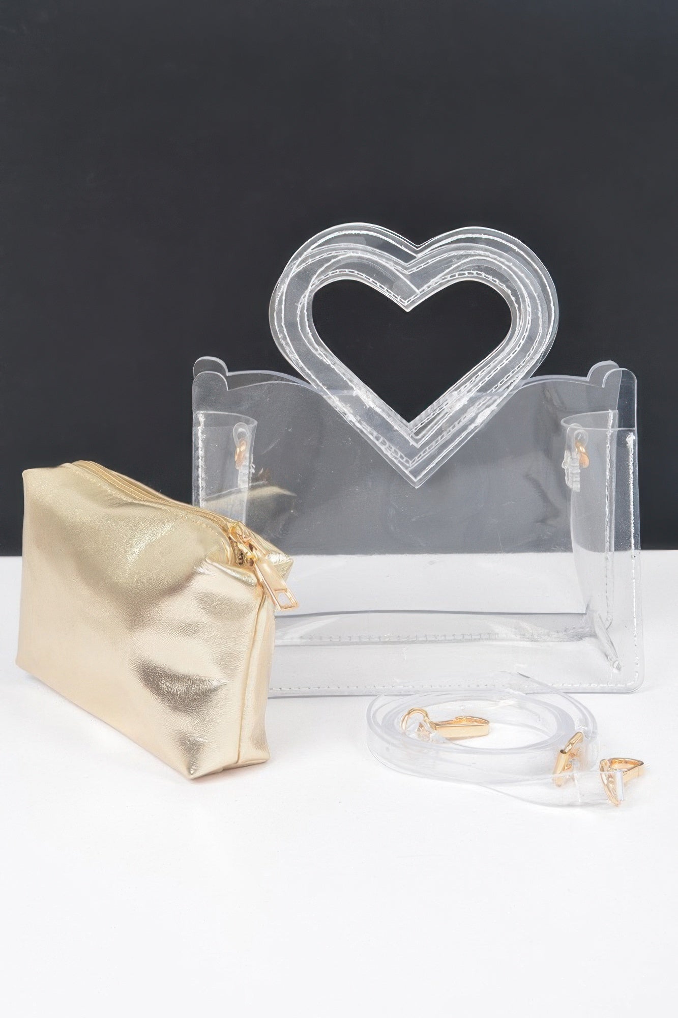 Transparent Heart Shape Handle Clutch W/pouch | Mixtshop LLC