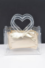 Transparent Heart Shape Handle Clutch W/pouch | Mixtshop LLC
