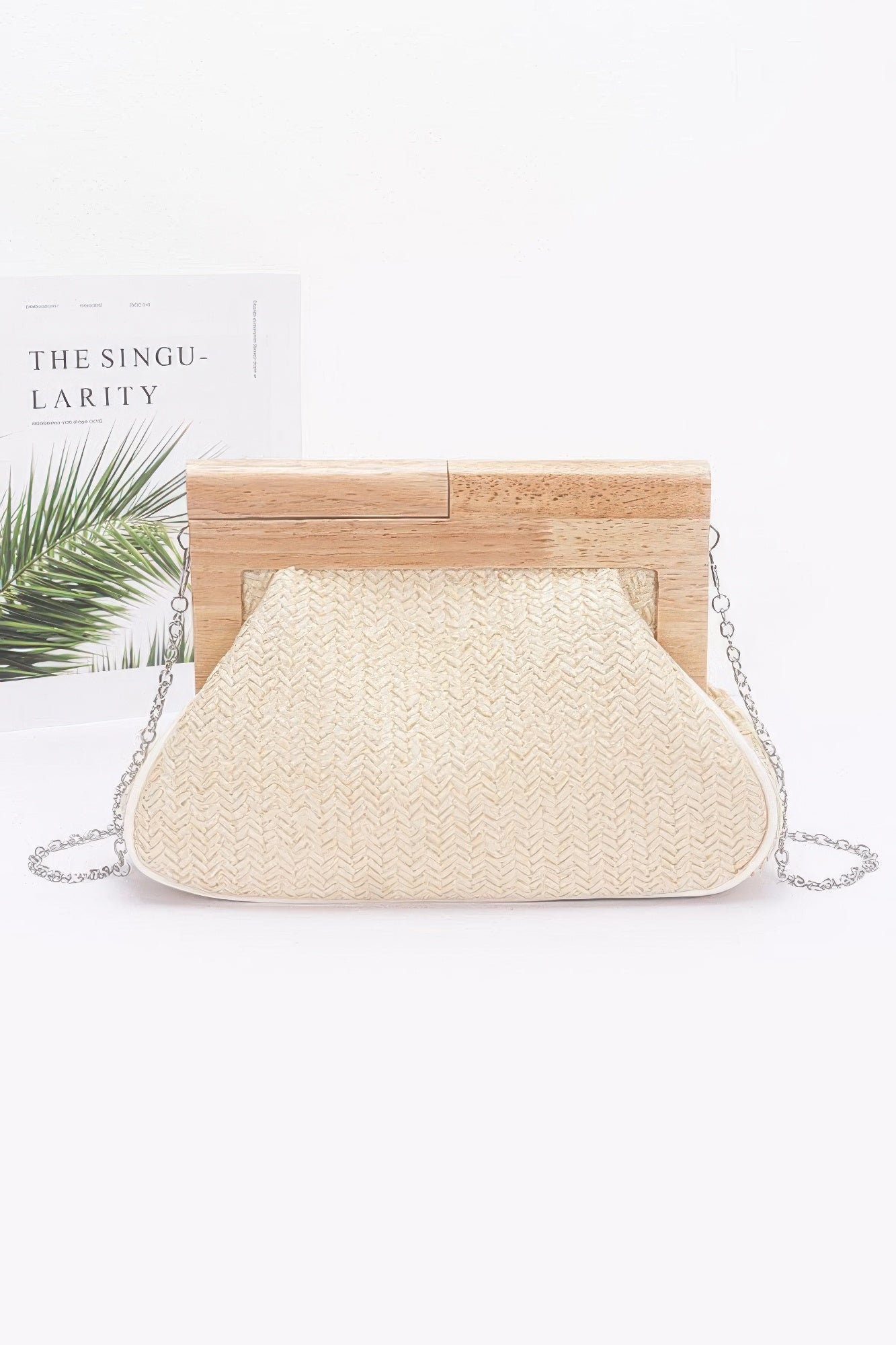 Faux Straw Wood Frame Clutch | Mixtshop LLC