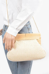 Faux Straw Wood Frame Clutch | Mixtshop LLC